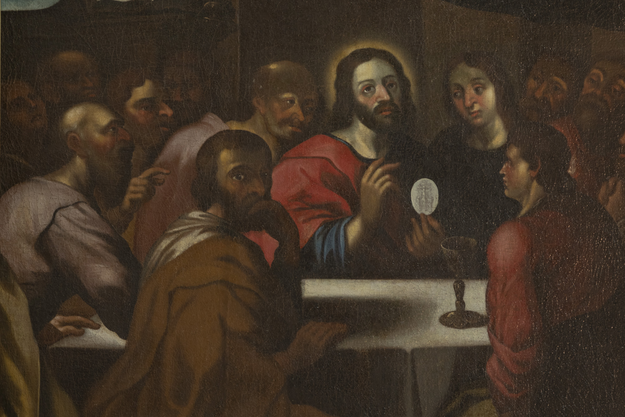 Obraz Ustanowienia Komunii św. podczas Ostatniej Wieczerzy - w ołtarzu bocznym w kaplicy południowej