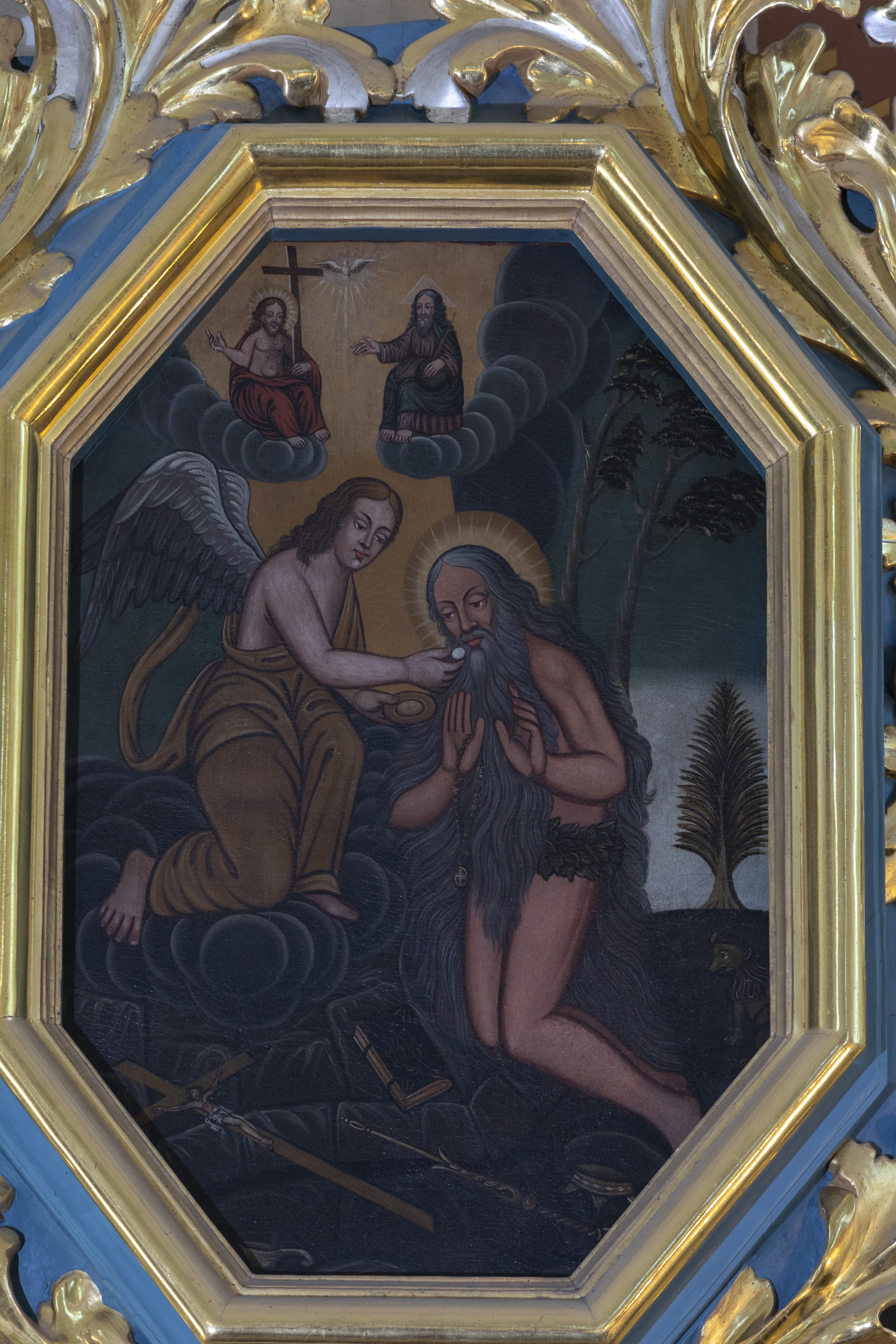 Obraz komunii św. Onufrego w prawym ołtarzu bocznym przy tęczy