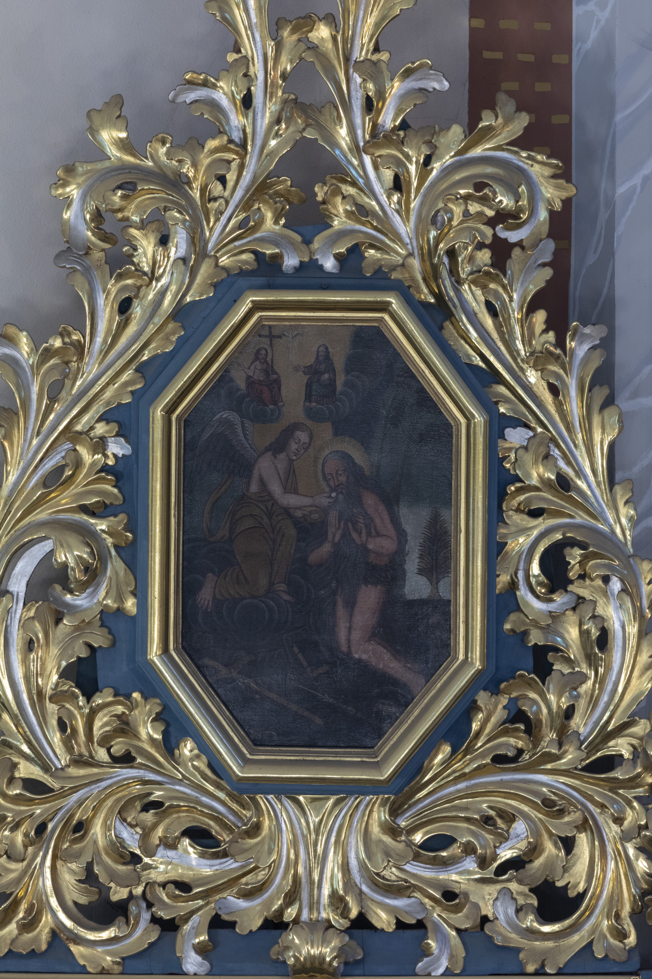 Obraz komunii św. Onufrego w prawym ołtarzu bocznym przy tęczy