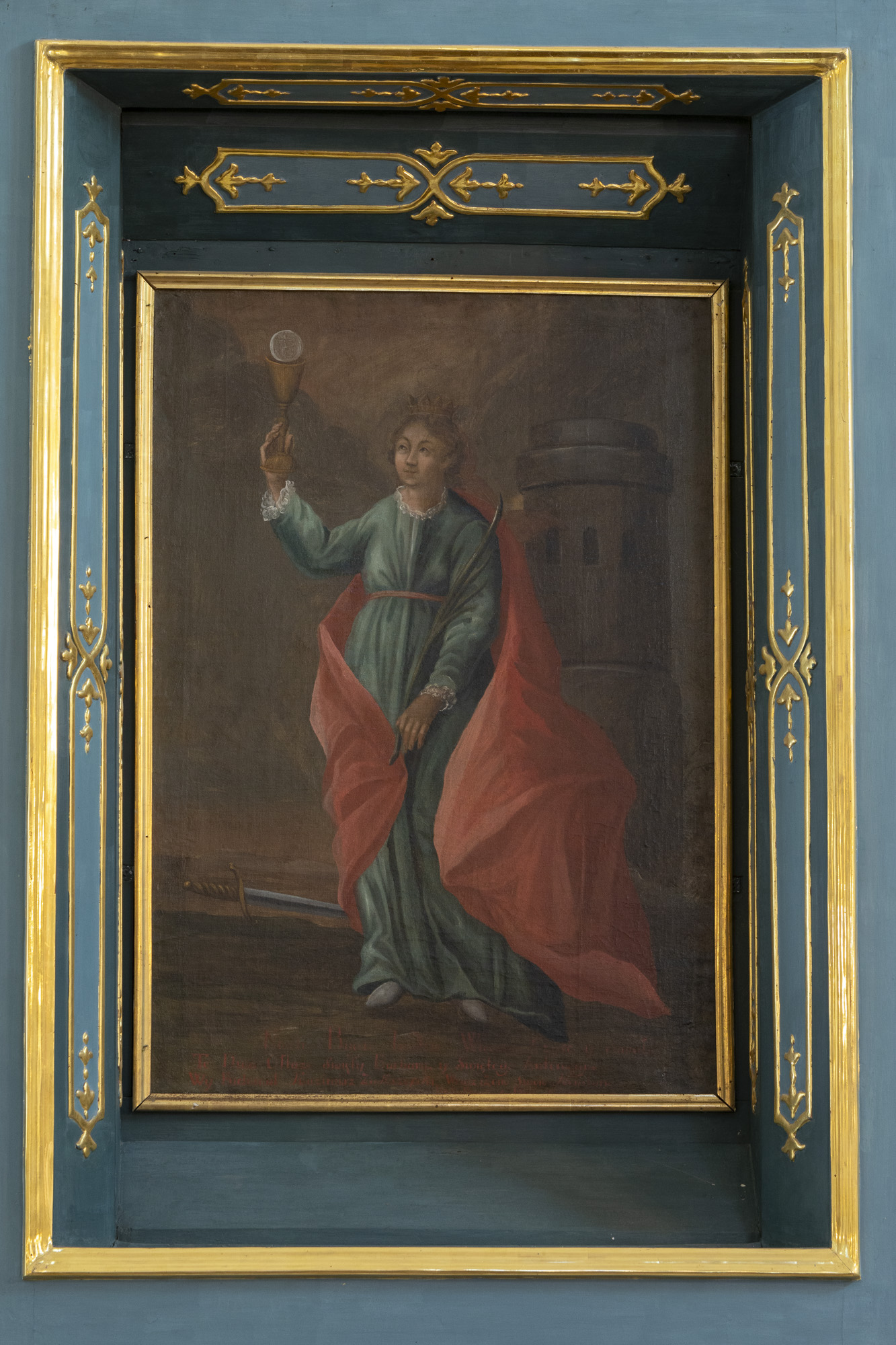 Ołtarz boczny przy tęczy, prawy, pw. św. Barbary