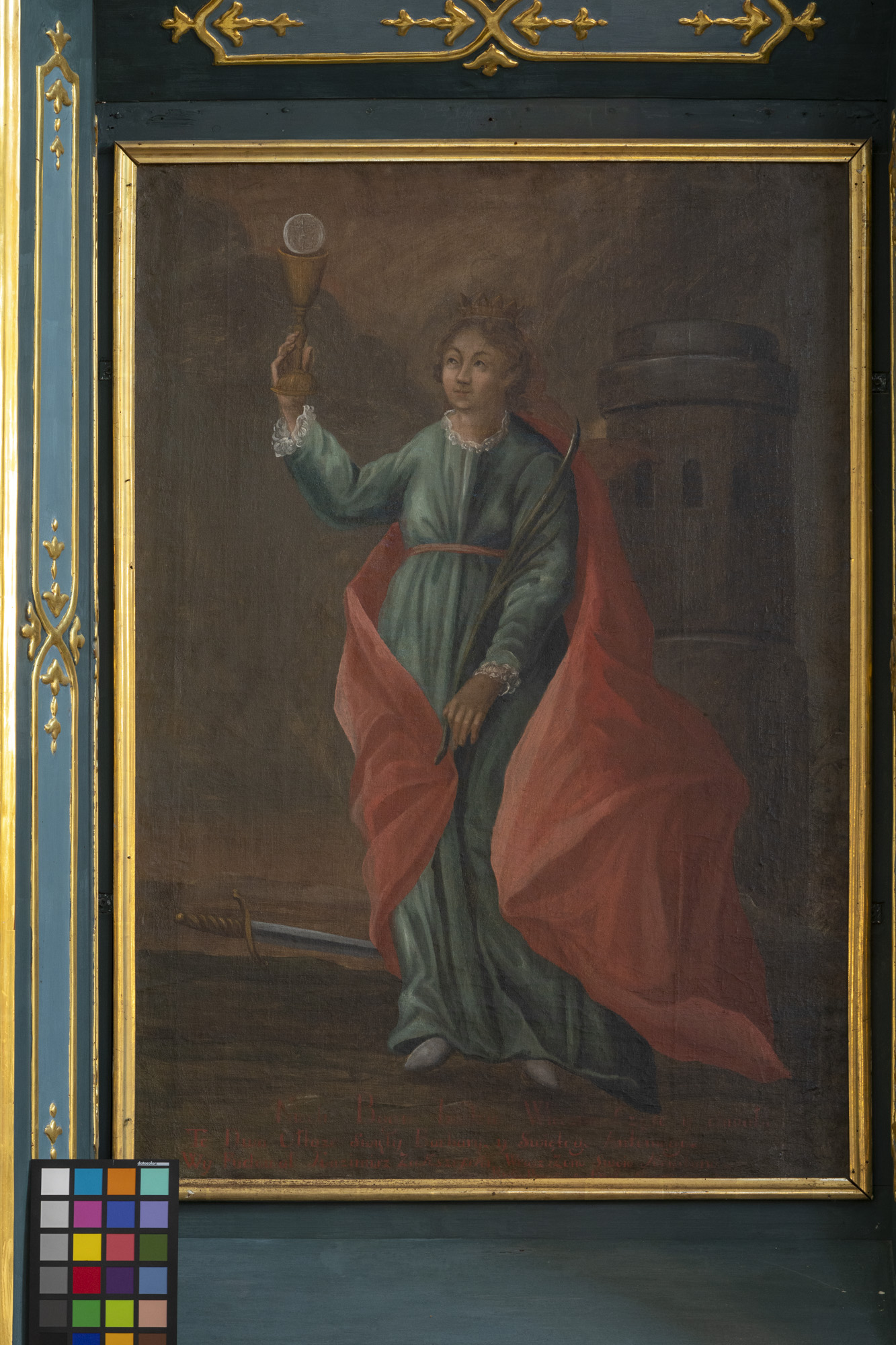 Ołtarz boczny przy tęczy, prawy, pw. św. Barbary