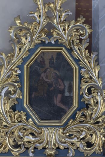 Obraz komunii św. Onufrego w prawym ołtarzu bocznym przy tęczy