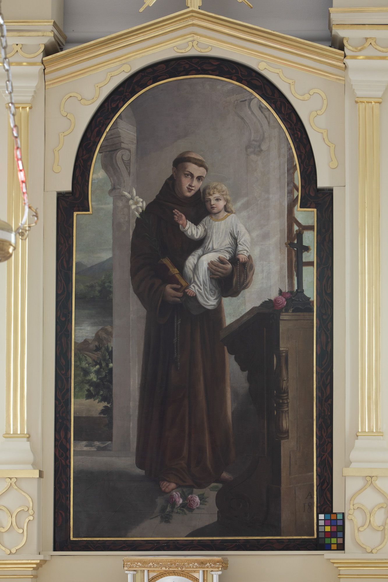 Obraz św. Antoniego Padewskiego w ołtarzu głównym