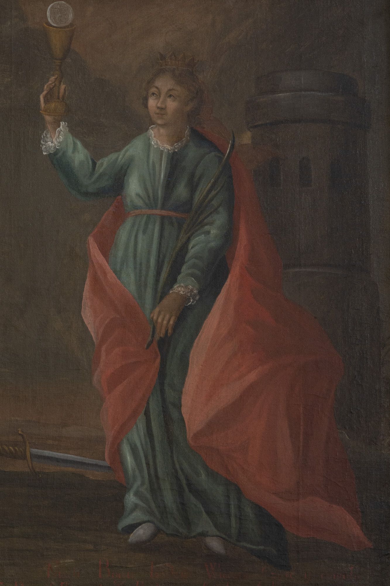 Obraz św. Barbary w ołtarzu bocznym