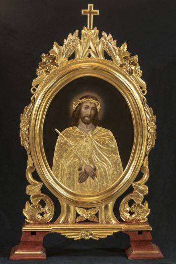 Feretron z obrazem dwustronnym Matki Boskiej Częstochowskiej i Ecce Homo